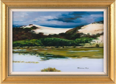 ROMANOS RIZK (Massachusetts/Rhode Island, 1927-2009), "Landscape Number Thirty-Five"., Oil on