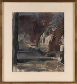 PHILIP CECIL MALICOAT (Massachusetts/Indiana, 1908-1981), Tree-lined street., Oil on canvas, 16" x