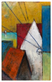 MARC KUNDMANN (Massachusetts, 1963-), "Tight Coil"., Encaustic, charcoal and oil stick on birch