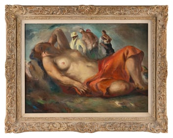 JON CORBINO (New York/Massachusetts, 1905-1964), Reclining nude., Oil on canvas, 18" x 25". Framed