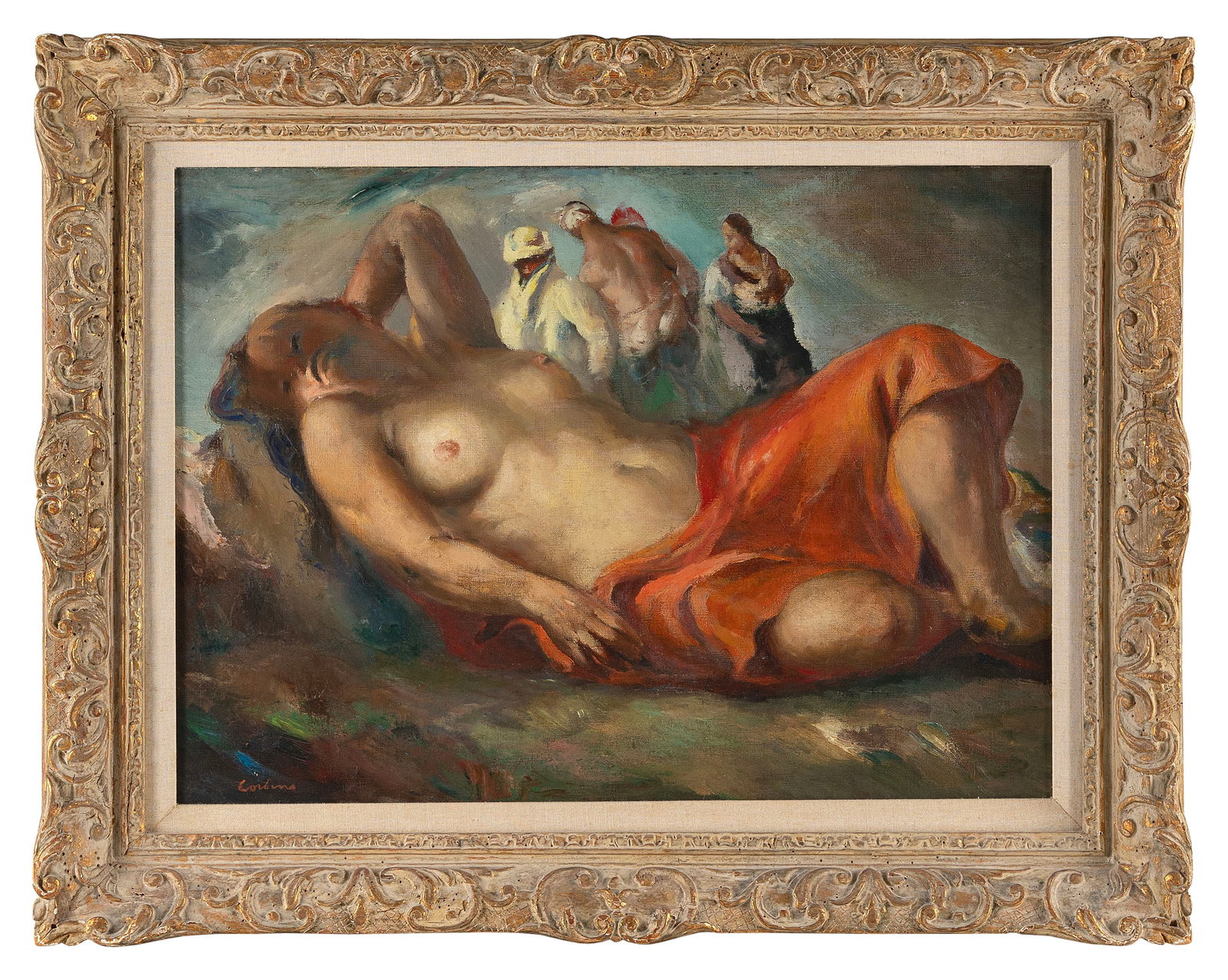 JON CORBINO (New York/Massachusetts, 1905-1964), Reclining nude., Oil on canvas, 18" x 25". Framed: JON CORBINONew York/Massachusetts, 1905-1964Reclining nude. Signed lower left "Corbino".Oil on canvas, 18" x 25". Framed 24" x 32".