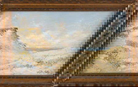 ARTHUR VIDAL DIEHL (Massachusetts/New York/England, 1870-1929), Cape Cod dunes., Oil on board, 6" x