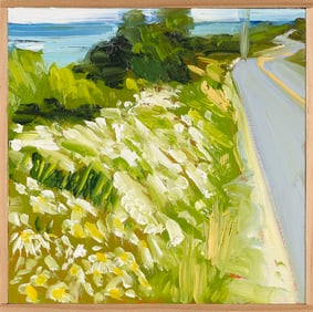 PETE HOCKING (Massachusetts, Contemporary), "Fieldwork No. 9"., Oil on panel, 8" x 8". Framed 8.5" x