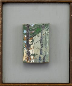 JOHN J. MULCAHY (Massachusetts, 1931-2012), Morning light., Oil on board, 2" x 1.5". Framed 4.5" x