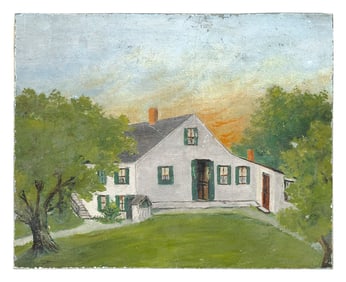 ATTRIBUTED TO ARTHUR MORRIS COHEN (New York, 1928-2012), Cape Cod cottage at sunset., Oil on board