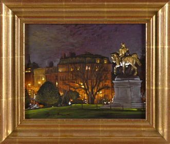 RYAN BLACK (Massachusetts, Contemporary), Boston Public Garden at night., Oil on canvas, 8" x 10".