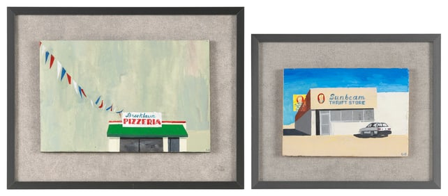CAROLYN SWISZCZ (Minnesota, 1972-), "Sunbeam Thrift Store" and "Brooklawn Pizzeria"., Mixed medias,