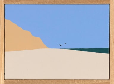CHRIS KELLY (Cape Cod, Massachusetts, Contemporary), "Dune Patrol with Birds"., Oil on canvas, 5" x