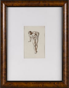 FRENCH SCHOOL (18th/19th Century,), Study of a male nude., Mixed media on paper, 6.25" x 4" sight.