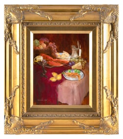 ROBERT LAWRENCE BARRY (Massachusetts, 1929-2015), "Academic Still Life"., Oil on canvas, 10" x 8".