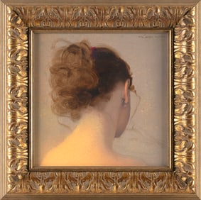 RENZO CROCIARA (Italy, 1950-), Study of a woman's head and neck., Oil on board, 11" x 11". Framed