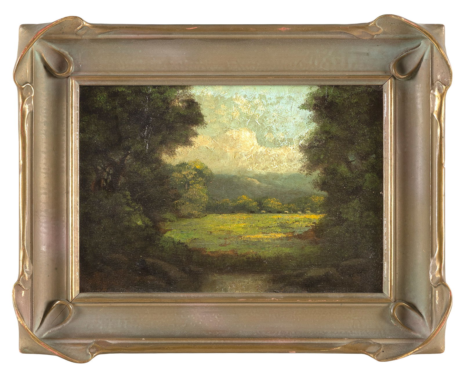 ATTRIBUTED TO RICHARD DE TREVILLE (California/South Carolina, 1864-1929), Bucolic landscape., Oil on (1 of 2)