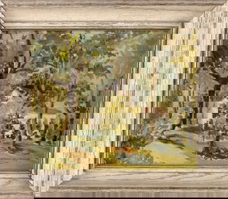 GEORGE GARDNER SYMONS (New York/California/Massachusetts, 1861-1930), House in a forest clearing.,