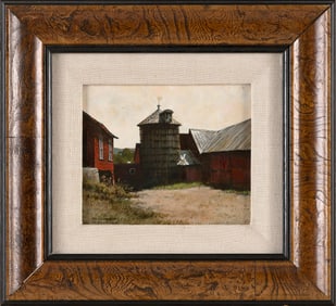 IAN THOMSON (Vermont, Contemporary), "Williams Farm, Randolph, Vermont"., Oil on masonite, 5.25" x
