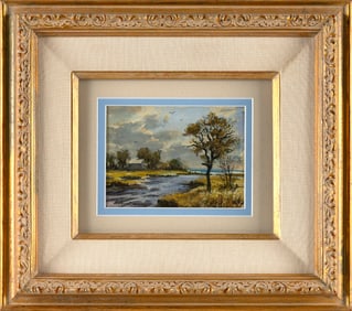 SVEN OHRVEL CARLSON (Massachusetts/New York, 1911-2006), "Tidal Inlet, Gloucester"., Watercolor, 5"