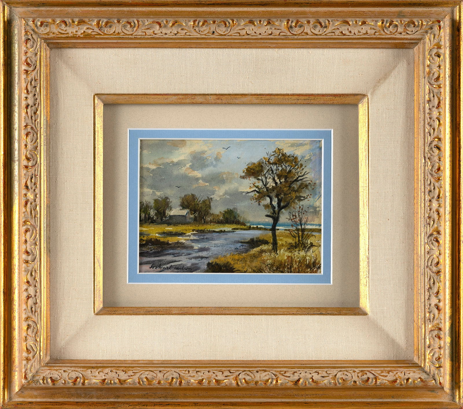 SVEN OHRVEL CARLSON (Massachusetts/New York, 1911-2006), "Tidal Inlet, Gloucester"., Watercolor, 5" (1 of 2)