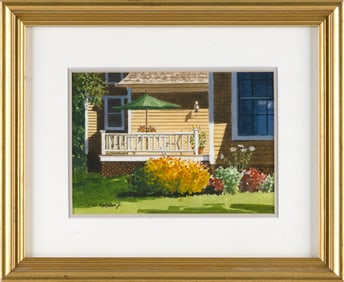 HERBERT W. HOLDEN, JR. (Massachusetts, 1922-2018), "Cozy Corner"., Watercolor on paper, 5" x 7".