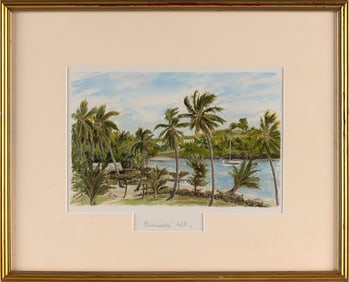 AUBREY NASH (America, 20th Century), "'Grenada' WI"., Watercolor on paper, 7.5" x 11". Framed 15" x