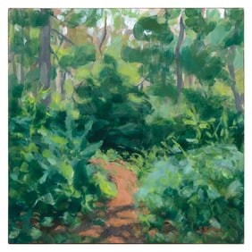 STEPHEN REMICK (Massachusetts, Contemporary), "Summer Path"., Acrylic on panel, 10" x 10". Unframed.