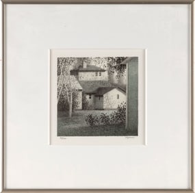 ROBERT KIPNESS (New York, 1931-), "Leaves and Shadows"., Lithograph, 5" x 5". Framed 12.25" x