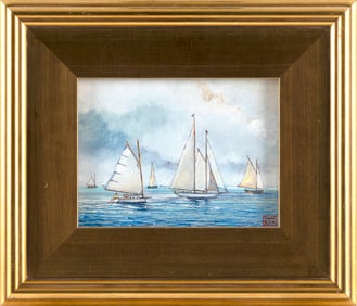 YASEMIN KYRENA TOMAKAN (Connecticut/Massachusetts/Turkey, 1958-), "Undersail, Nantucket", 2024., Oil