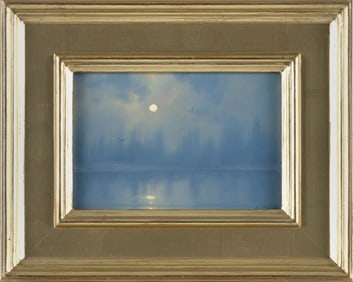 WILLIAM R. DAVIS (Massachusetts, 1952-), "Winter Glow"., Oil on board, 4.5" x 6.5". Framed 8" x 10".