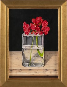 ROBERT K. ROARK (Massachusetts, 1944-), "Red Beauties"., Oil on board, 6.5" x 4.5" sight.