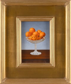 ROBERT K. ROARK (Massachusetts, 1944-), "Oranges in Crystal"., Oil on panel, 7" x 5". Framed 13" x 1