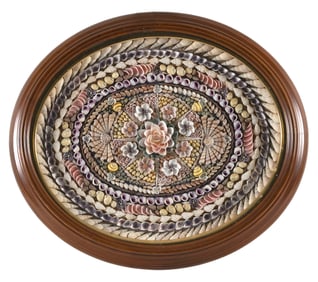 SAILOR'S SHELLWORK VALENTINE Contemporary Framed 19.25" x 22.25".