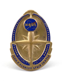 RARE NASA SECURITY PATROL BADGE Circa 1960s Length 3.25".