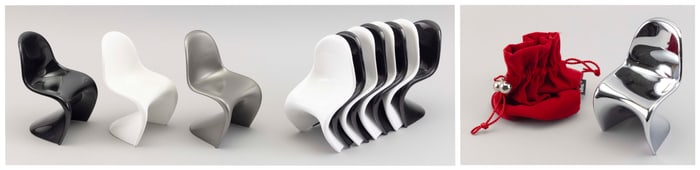 SET OF TWELVE VERNER PANTON "PANTON" MINIATURE CHAIRS 1959/1960 Heights 5.5".