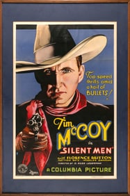 MOVIE POSTER FOR TIM MCCOY IN "SILENT MEN" 20th Century 41" x 26.5" sight. Framed 50.5" x 33.5".