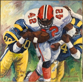 NICO WIERSEMA (America, Late 20th Century), The Game., Oil on canvas, 36" x 36". Framed 38" x 38".