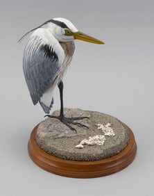 ROSCOE A. CONDON MINIATURE GREAT BLUE HERON Fitchburg, Massachusetts, 1935-2025 Height 10.5".