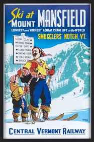 SKI POSTER REPRODUCTION America, 20th Century Lithograph on paper, 29.75" x 18.75". Framed 31.5" x