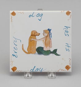 ELIZABETH MUMFORD POTTERY TILE Contemporary 5.75" x 5.75".