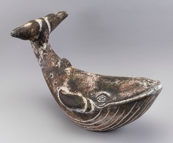 MEXICAN TERRACOTTA WHALE Contemporary Length 22".