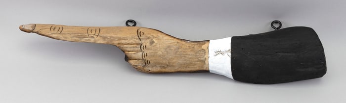 JUNE NOLL CARVING OF POINTING HAND Brewster, Massachusetts, 20th Century Length 27.5".