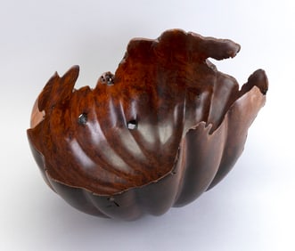 SOUPHOM MANIKHONG (LAOS/CALIFORNIA, CONTEMPORARY) "BROKEN PUMPKIN" BURLWOOD BOWL Height 12.5". Width
