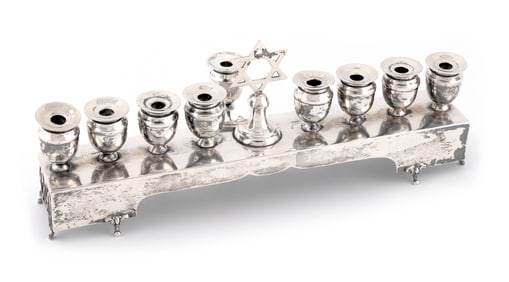 STERLING SILVER MENORAH 19th/Early 20th Century Approx. 11.6 troy oz.