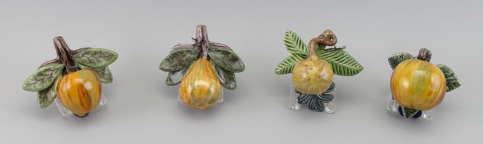 FOUR PIECES OF DELFT FAIENCE FRUIT The Netherlands, 18th Century Lengths to 5".