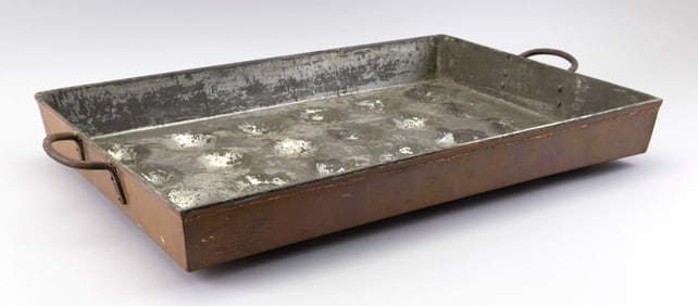 RARE COPPER MUFFIN PAN ATTRIBUTED TO H. BARROW CO. INC., NEW YORK Late 19th/Early 20th Century 18" x