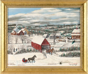 LOUIS J. ZANELLI (New York/Florida, 20th Century), "Home for Christmas"., Oil on canvas, 19" x 24".