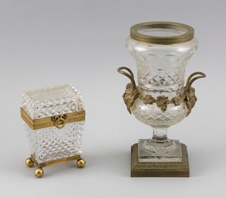 TWO PIECES OF FINE FRENCH CUT CRYSTAL WITH BRONZE ORMOLU MOUNTS 19th Century Heights 4.75" and