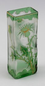 DAUM NANCY CAMEO GLASS RECTANGULAR VASE France, Late 19th/Early 20th Century Height 7". Width