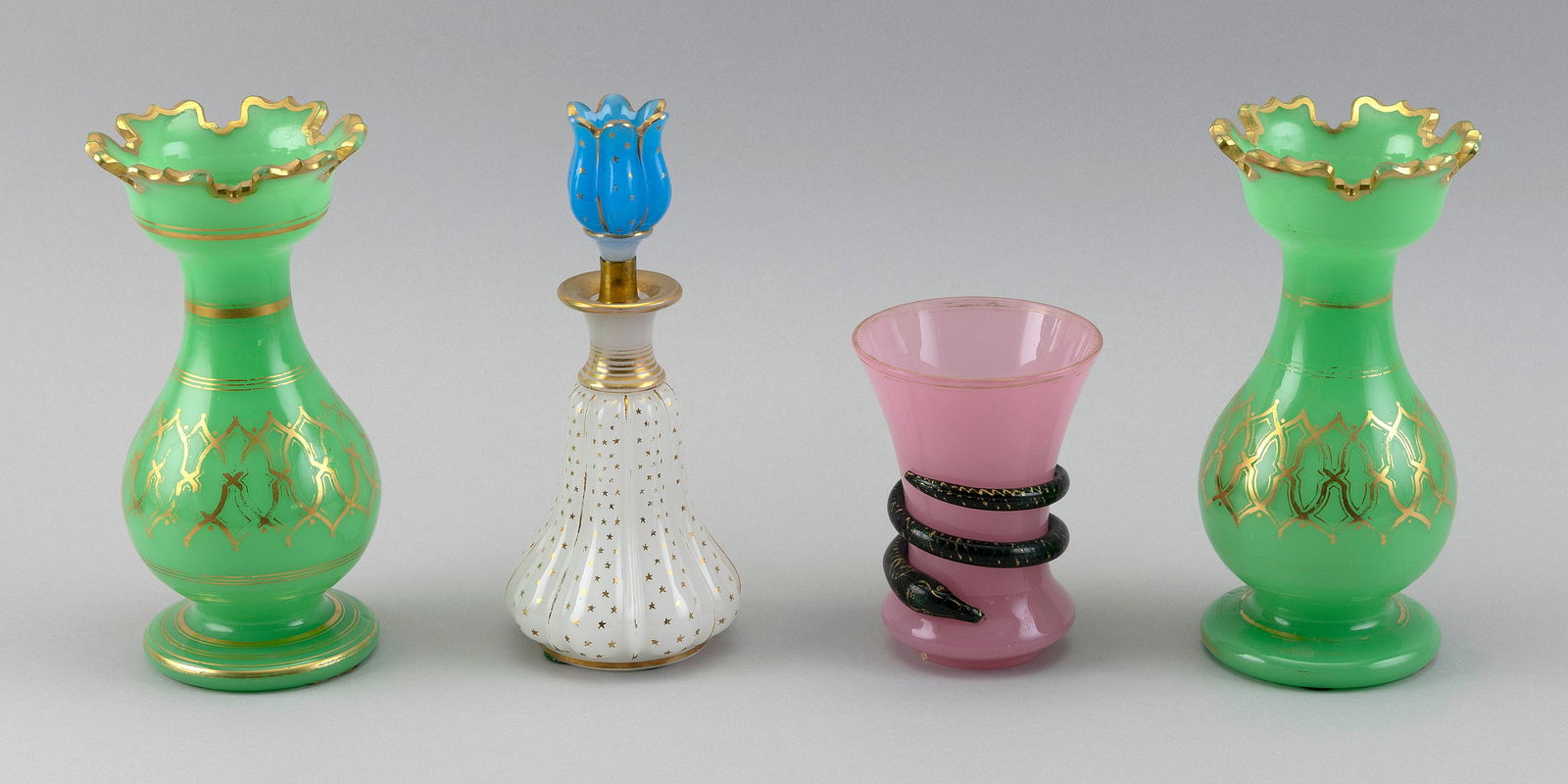 FOUR PIECES OF OPALINE GLASS Continental Europe, 19th Century (1 of 2)