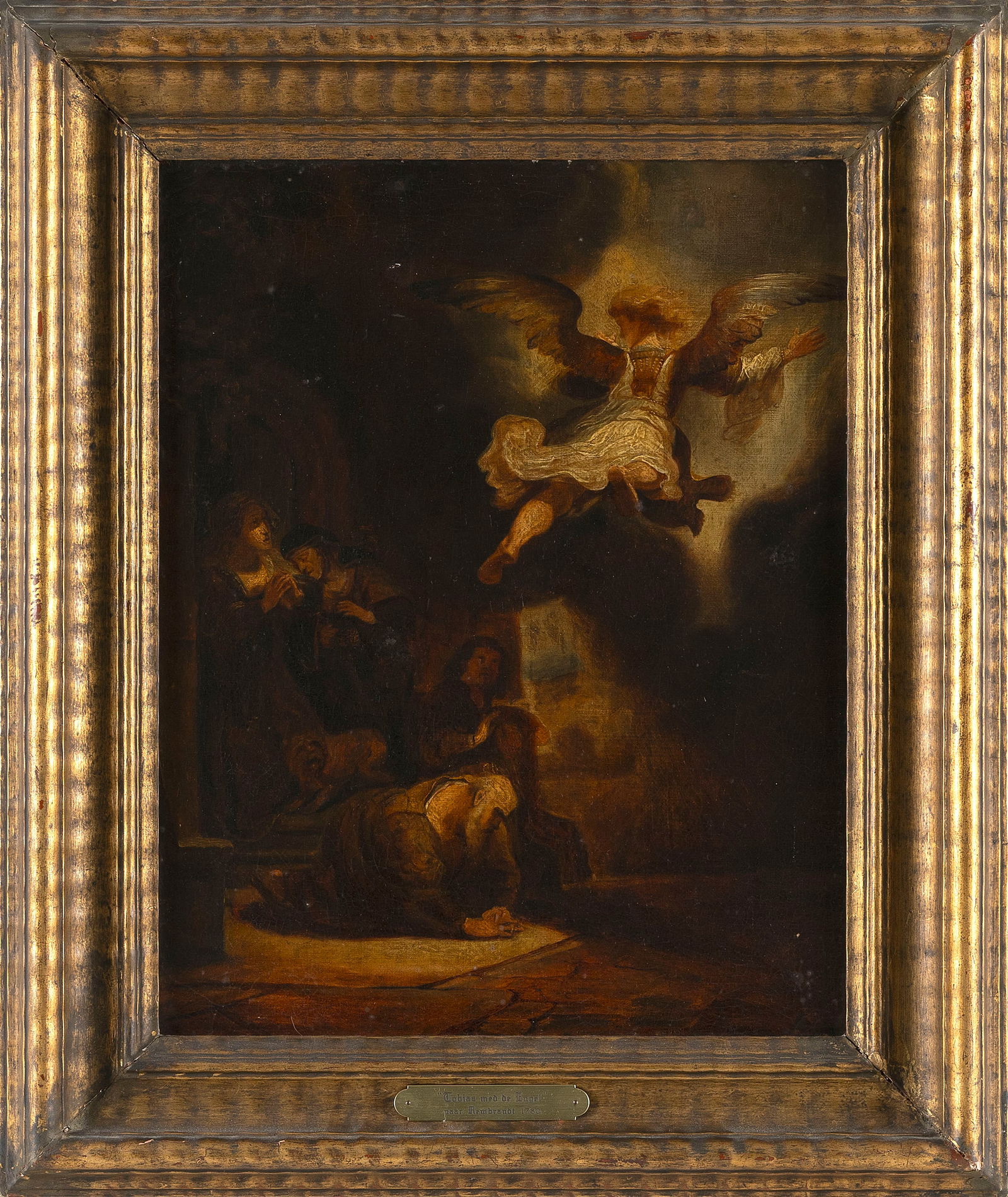 OLD MASTER-STYLE PAINTING AFTER REMBRANDT 19th Century Oil on canvas, 16" x 13". Framed 21.5" x 18". (1 of 2)