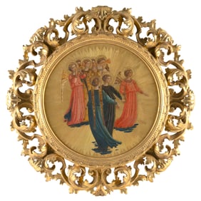 GRAND TOUR PAINTING AFTER FRA ANGELICO Italy, Late 19th Century Image diameter 12.63". Frame