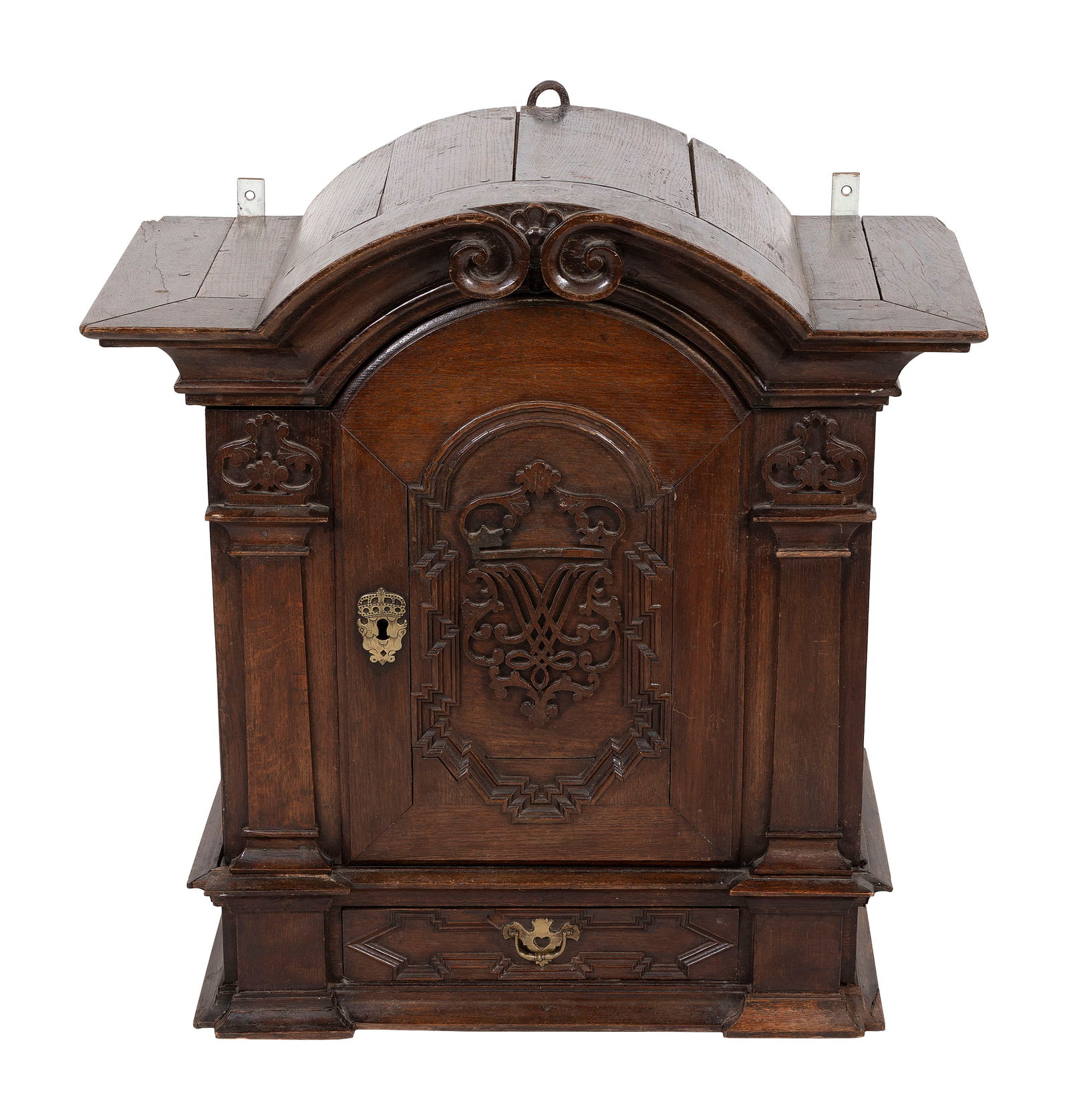 CONTINENTAL CARVED OAK CABINET 18th Century Height 34.5". Width 32". Depth 16". (1 of 1)