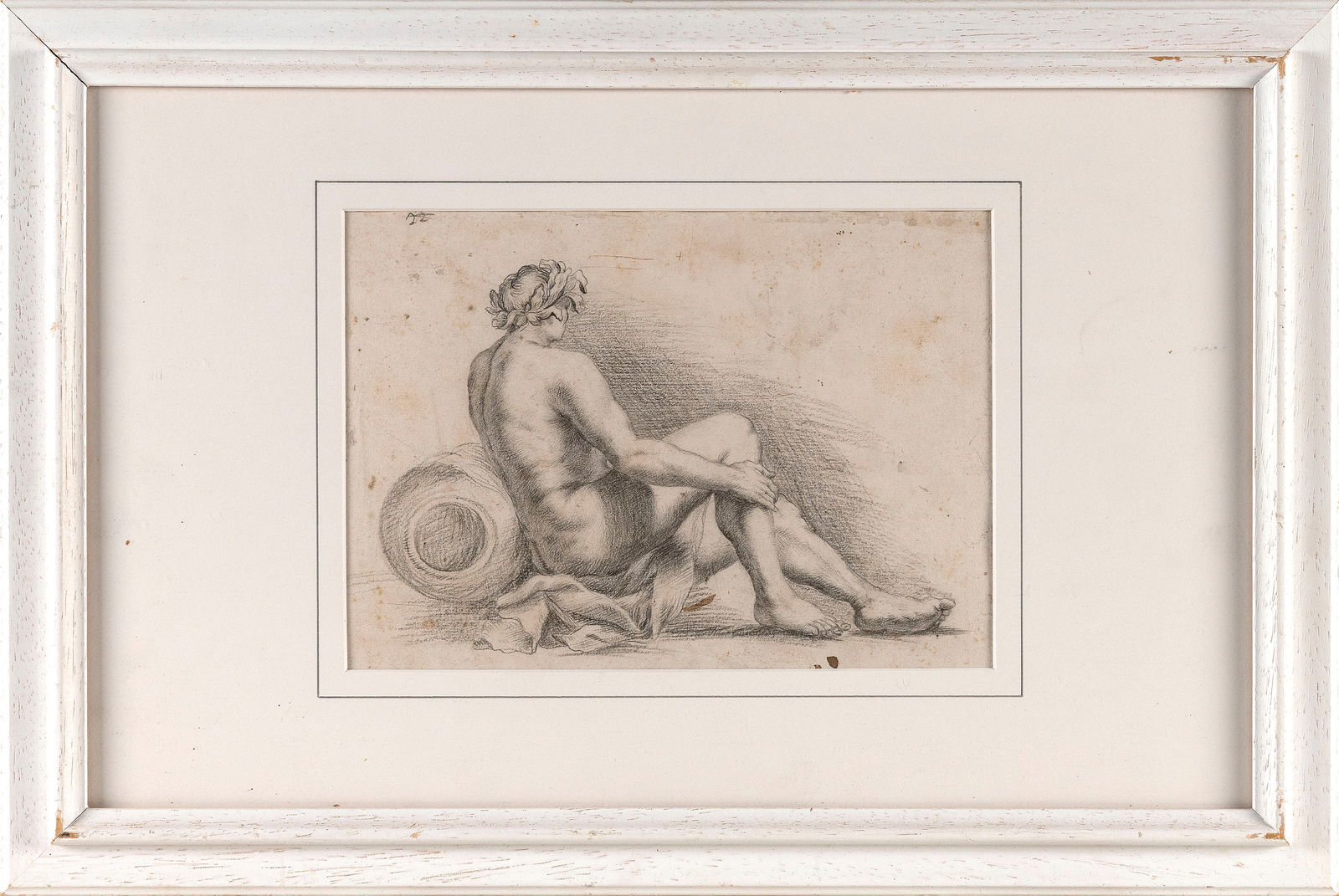 CLASSICAL SCHOOL (18th or 19th Century,), Study of a nude., Graphite on paper, 7" x 10". Framed (1 of 2)